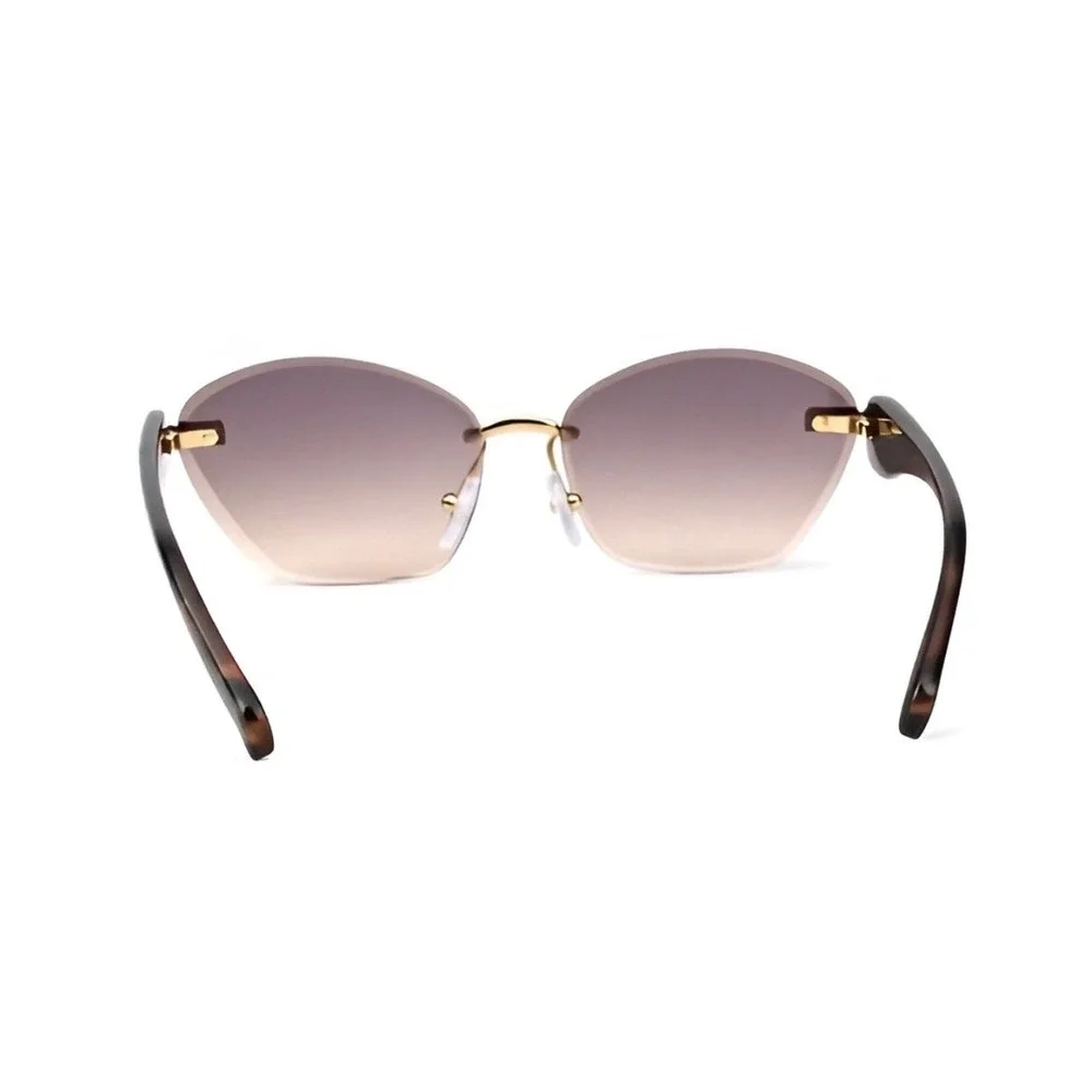 Rimless Cat Eye Sunglasses Gold Tortoise Gradient Lens Womens Modern Women 2026‎